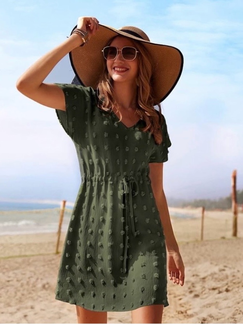 🏖️👙Women’s Swim Cover-Up Dress with Tie Waist
